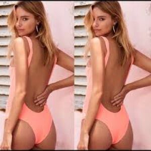 Free People Reina Olga Low Back One piece neon swimsuit